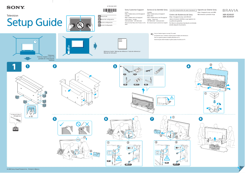 Page 1 de la notice Guide d'installation Sony Bravia XBR-85X900F