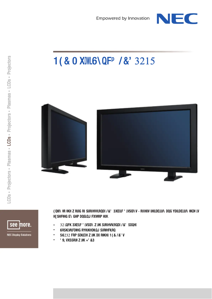 Image de la première page du manuel de l'appareil MultiSync LCD3215