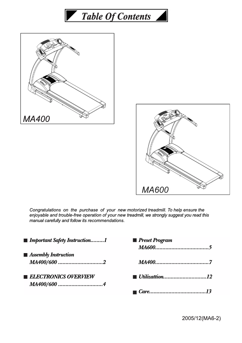 Page 1 de la notice Manuel utilisateur StrengthMaster MA-600