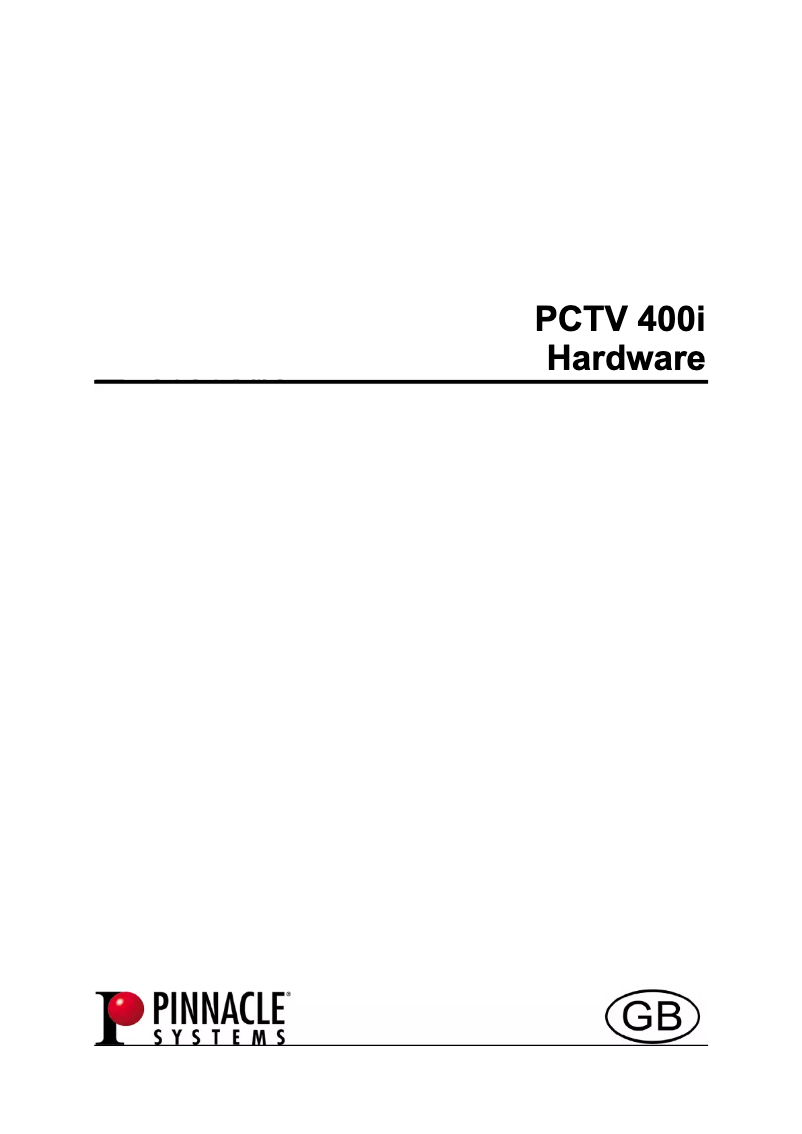 Image de la première page du manuel de l'appareil PCTV 400i