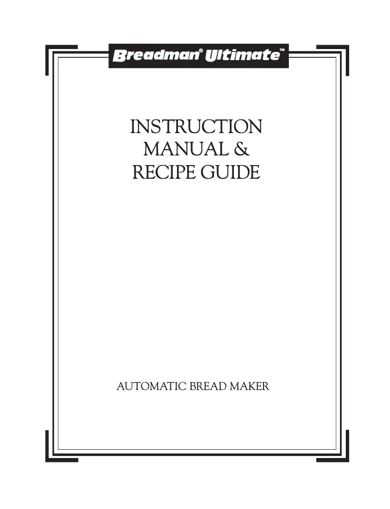 Page 1 de la notice Manuel utilisateur Breadman TR2200