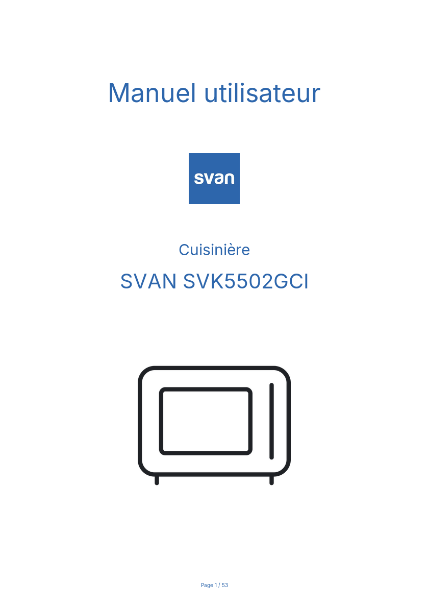 Page n°1 - Manuel utilisateur SVAN SVK5502GCI