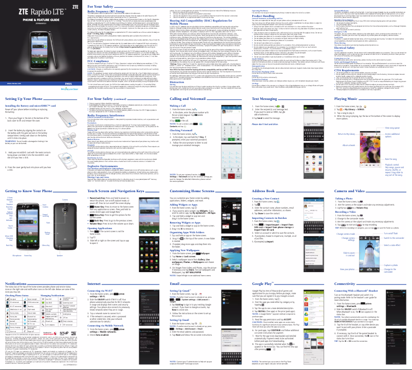 Page n°1 - Manuel utilisateur ZTE Rapido LTE Z932L