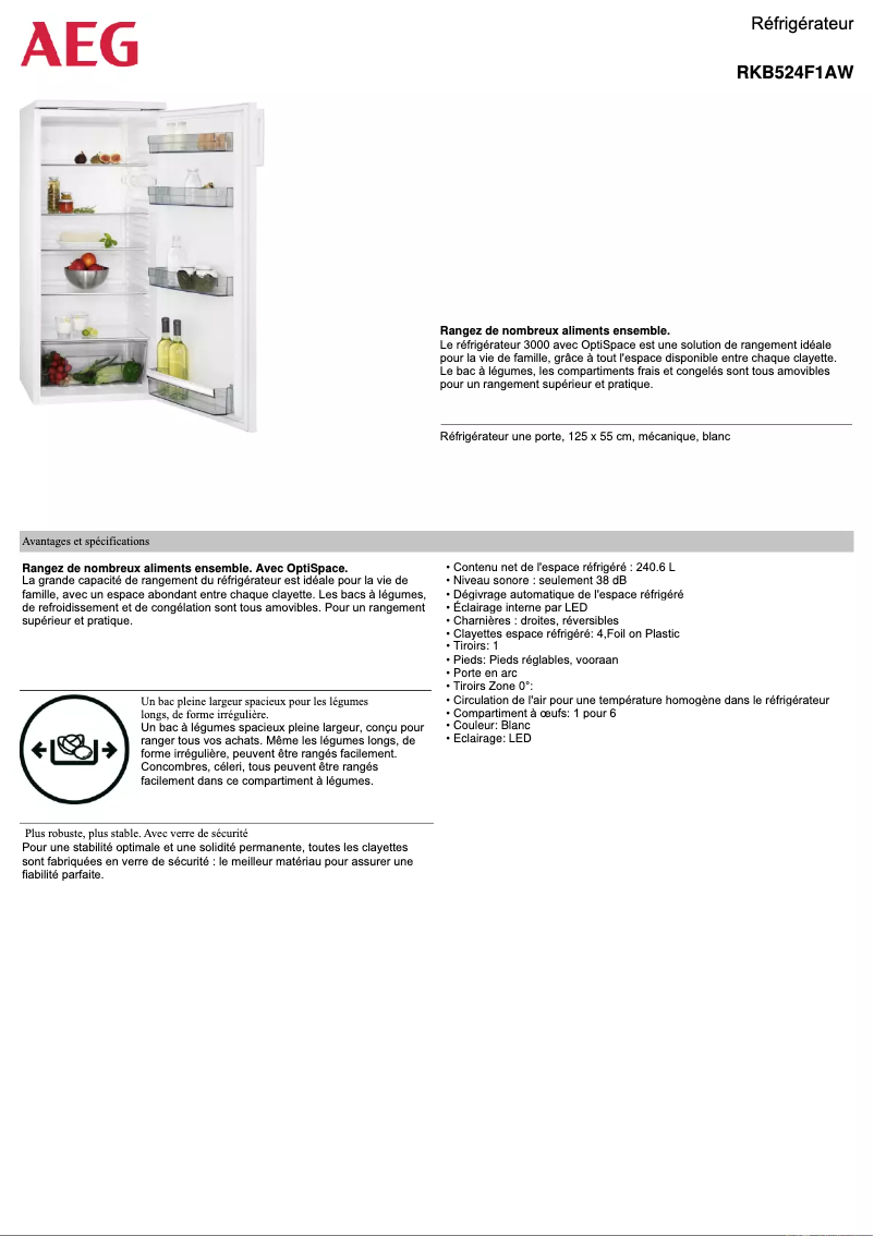 Page n°1 - Fiche technique AEG RKB524F1AW
