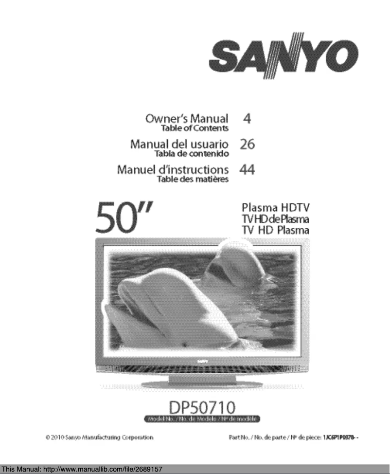 Page n°1 - Manuel utilisateur Sanyo DP50710