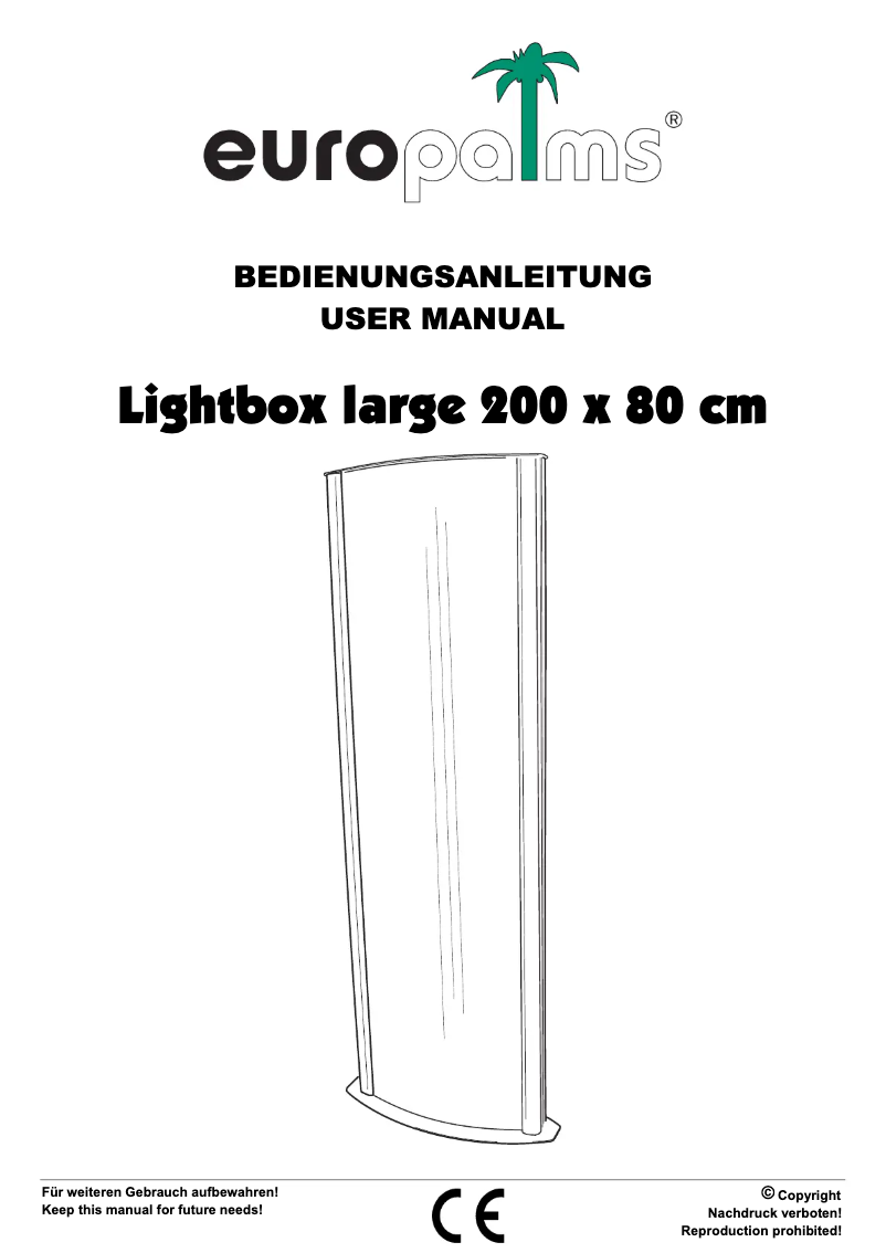 Image de la première page du manuel de l'appareil Lightbox large 200 x 80 cm