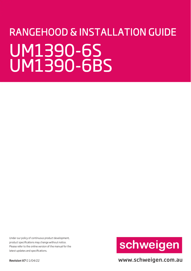 Page 1 de la notice Manuel utilisateur Schweigen UM1390-6BS