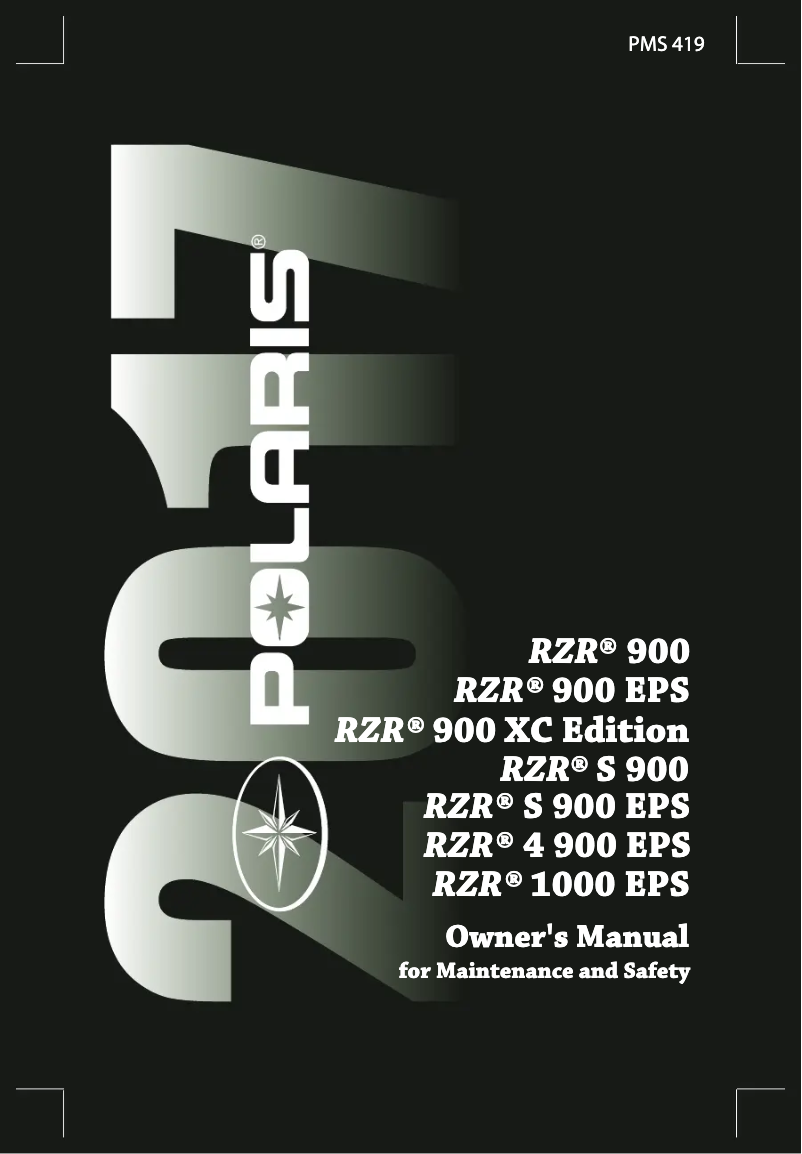 Image de la première page du manuel de l'appareil RZR 900 EPS (2017)