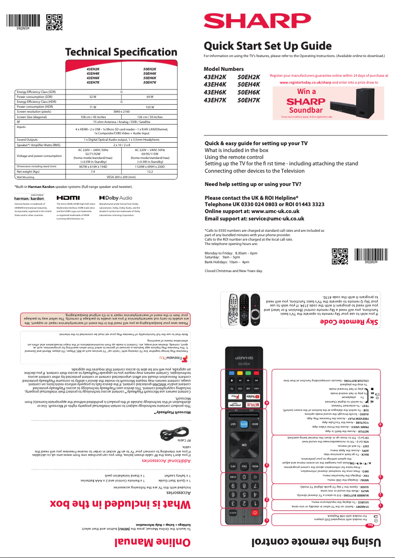 Page 1 de la notice Guide de démarrage rapide Sharp 50EH2K