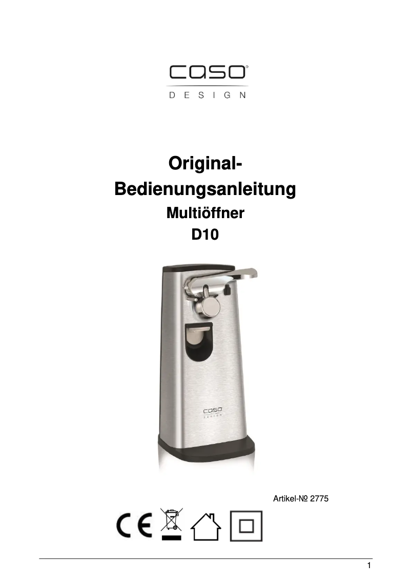 Page n°1 - Manuel utilisateur Caso D10