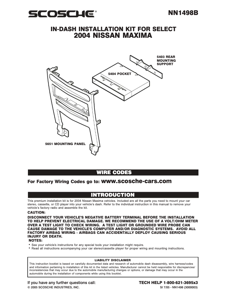 Page 1 of the manual User Manual Scosche NN1498B