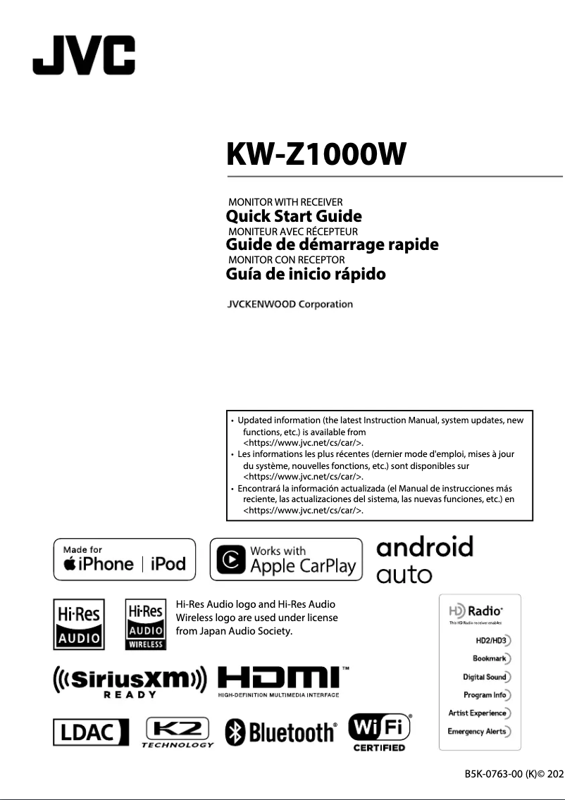 Image de la première page du manuel de l'appareil KW-Z1000W