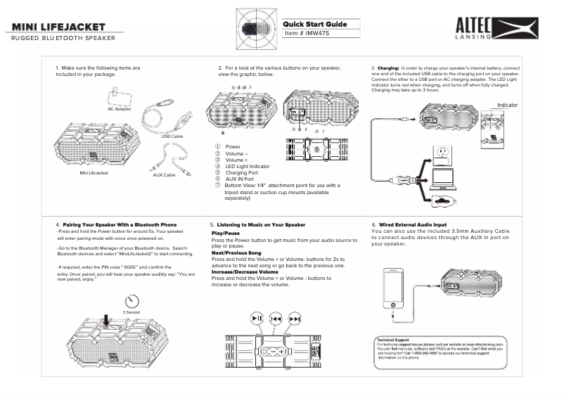 Page 1 de la notice Manuel utilisateur Altec Lansing Mini Life Jacket 2