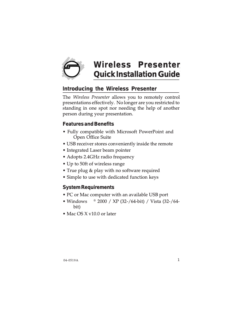 Page 1 de la notice Manuel utilisateur Siig CE-WR0012-S1