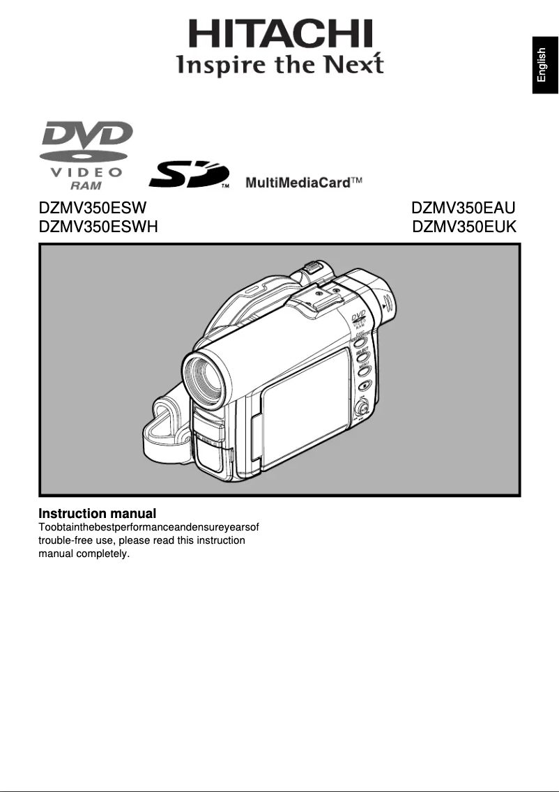 Page n°1 - Manuel utilisateur Hitachi DZ-MV350ESW
