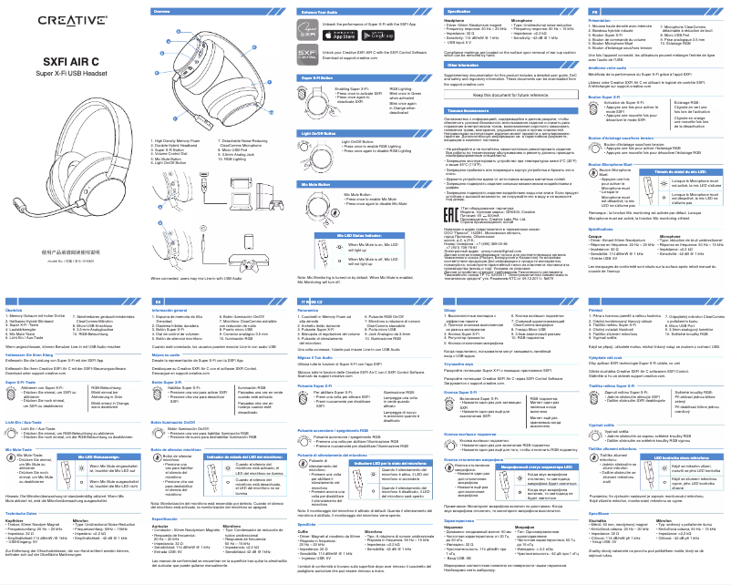 Image de la première page du manuel de l'appareil SXFI AIR C