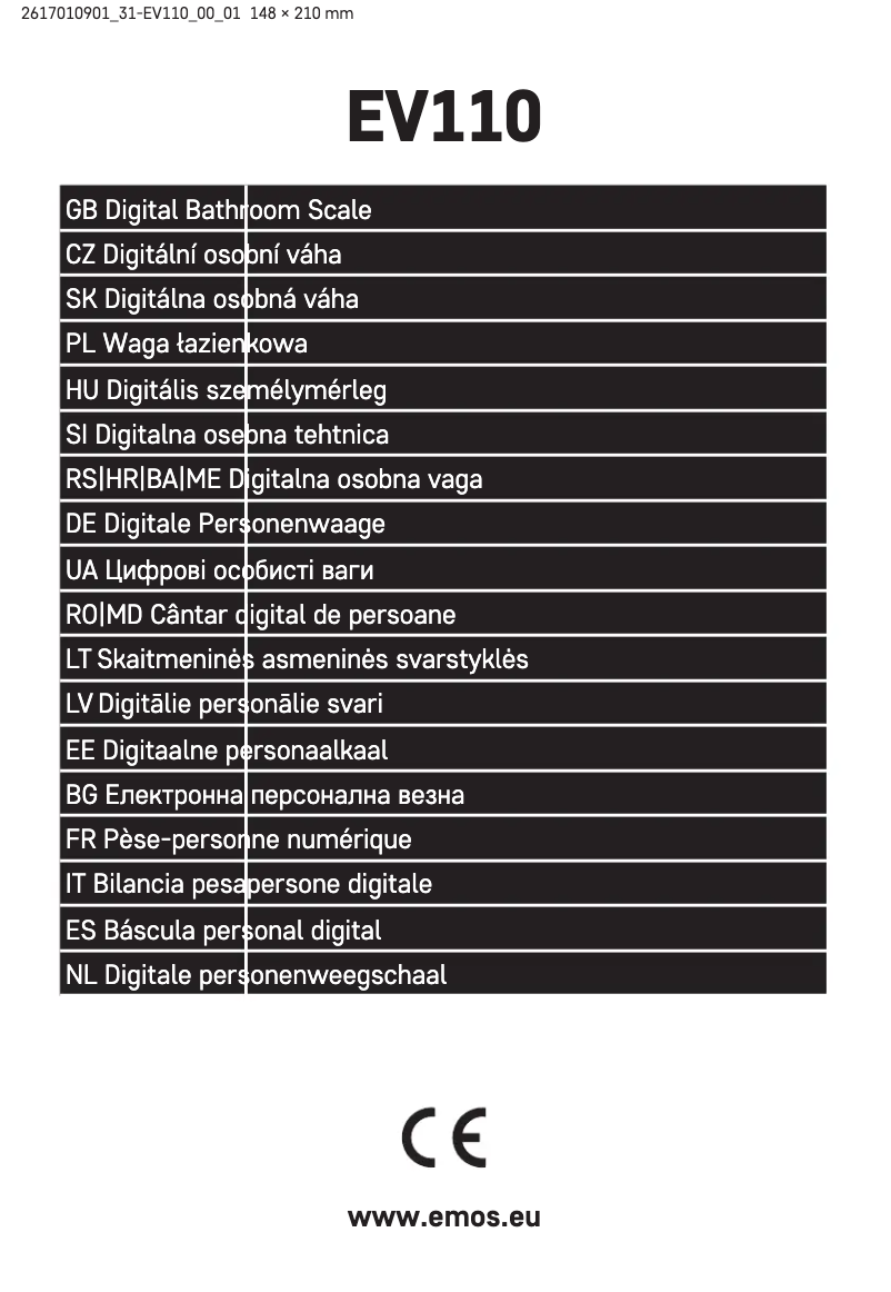 Imagen de la primera página del manual del dispositivo EV110