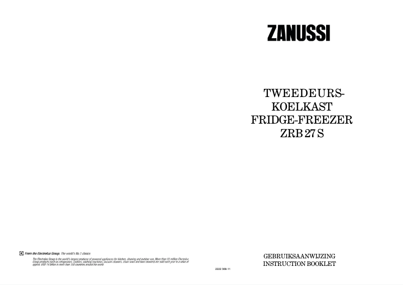 Page 1 de la notice Manuel utilisateur Zanussi ZRB 27 s