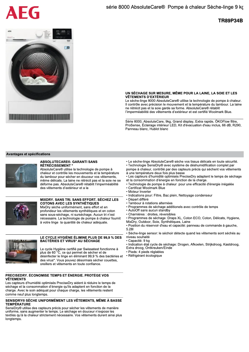 Image de la première page du manuel de l'appareil TR89P34B