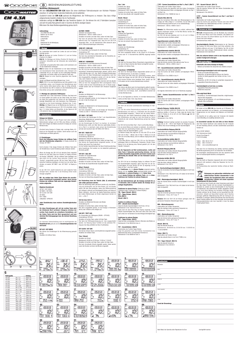 Page 1 de la notice Manuel utilisateur Ciclo CicloMaster CM 4.3A