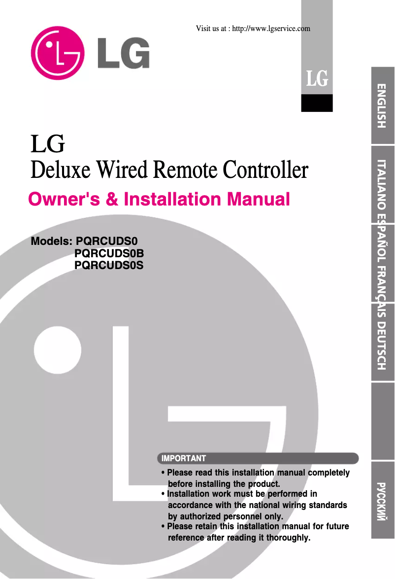 Page 1 of the manual User Manual LG PQRCUDS0