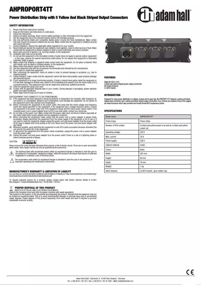 Image de la première page du manuel de l'appareil AHPROPORT4TT