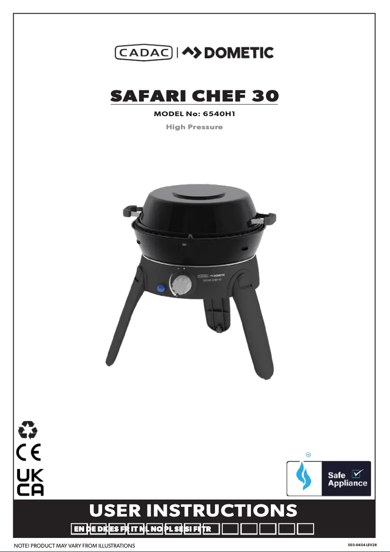 Page 1 of the manual User Manual Cadac Safari Chef 30 HP