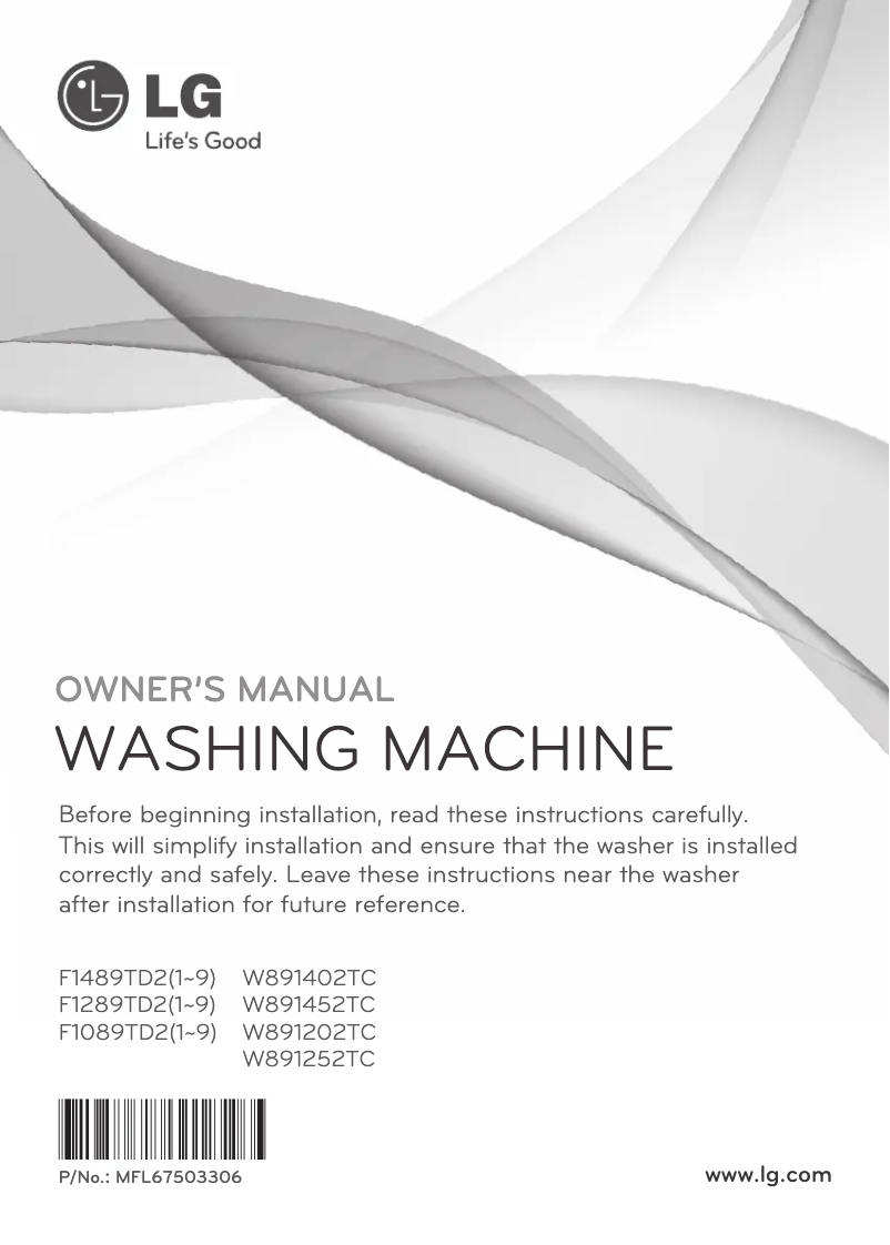 Page n°1 - Manuel utilisateur LG W891252TC