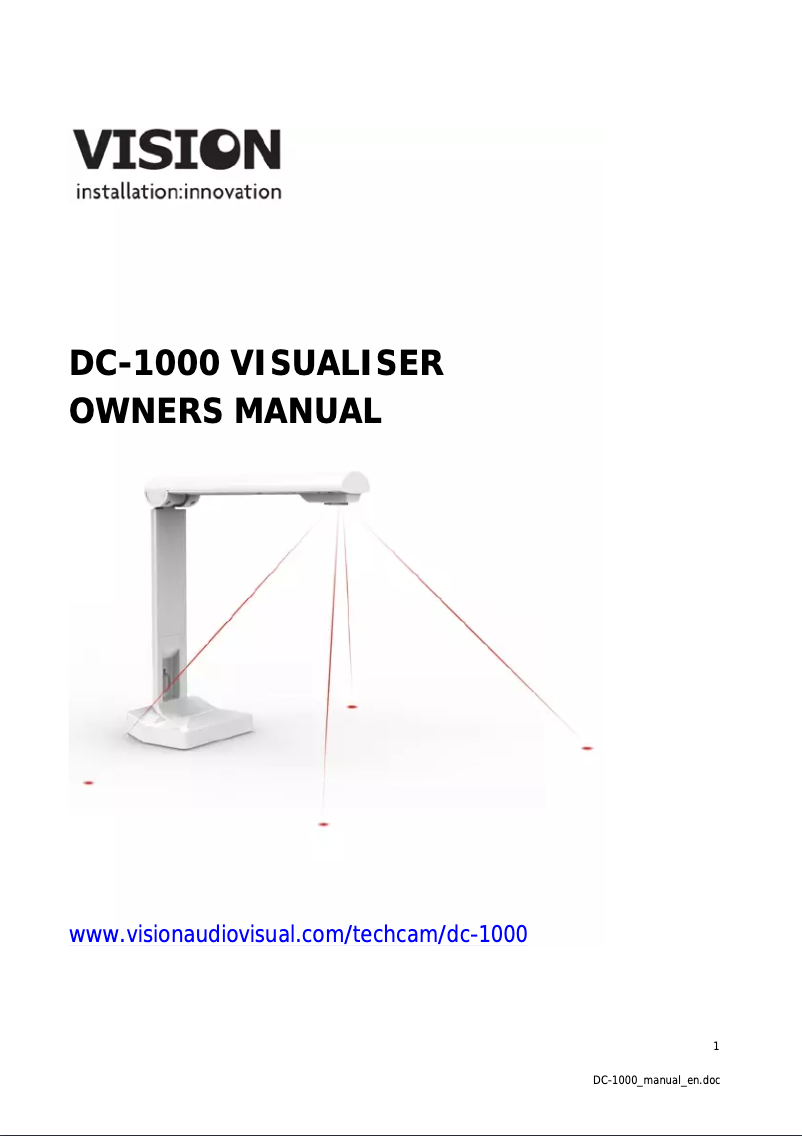 Page 1 de la notice Manuel utilisateur Vision DC 1000