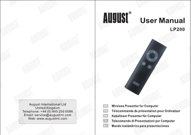 Page n°1 - Manuel utilisateur August LP200B