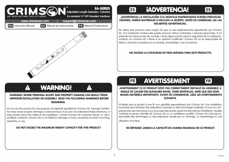 Page 1 de la notice Manuel utilisateur Crimson EA01218
