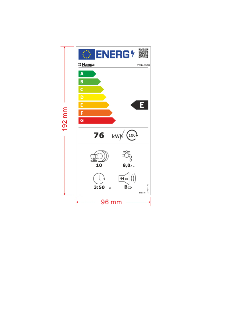 Page n°1 - Label énergétique Hansa ZIM466TH