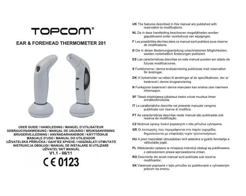 Page n°1 - Manuel utilisateur Topcom Thermometer 201