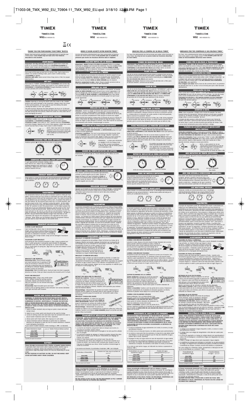 Page 1 de la notice Manuel utilisateur Timex The Waterbury