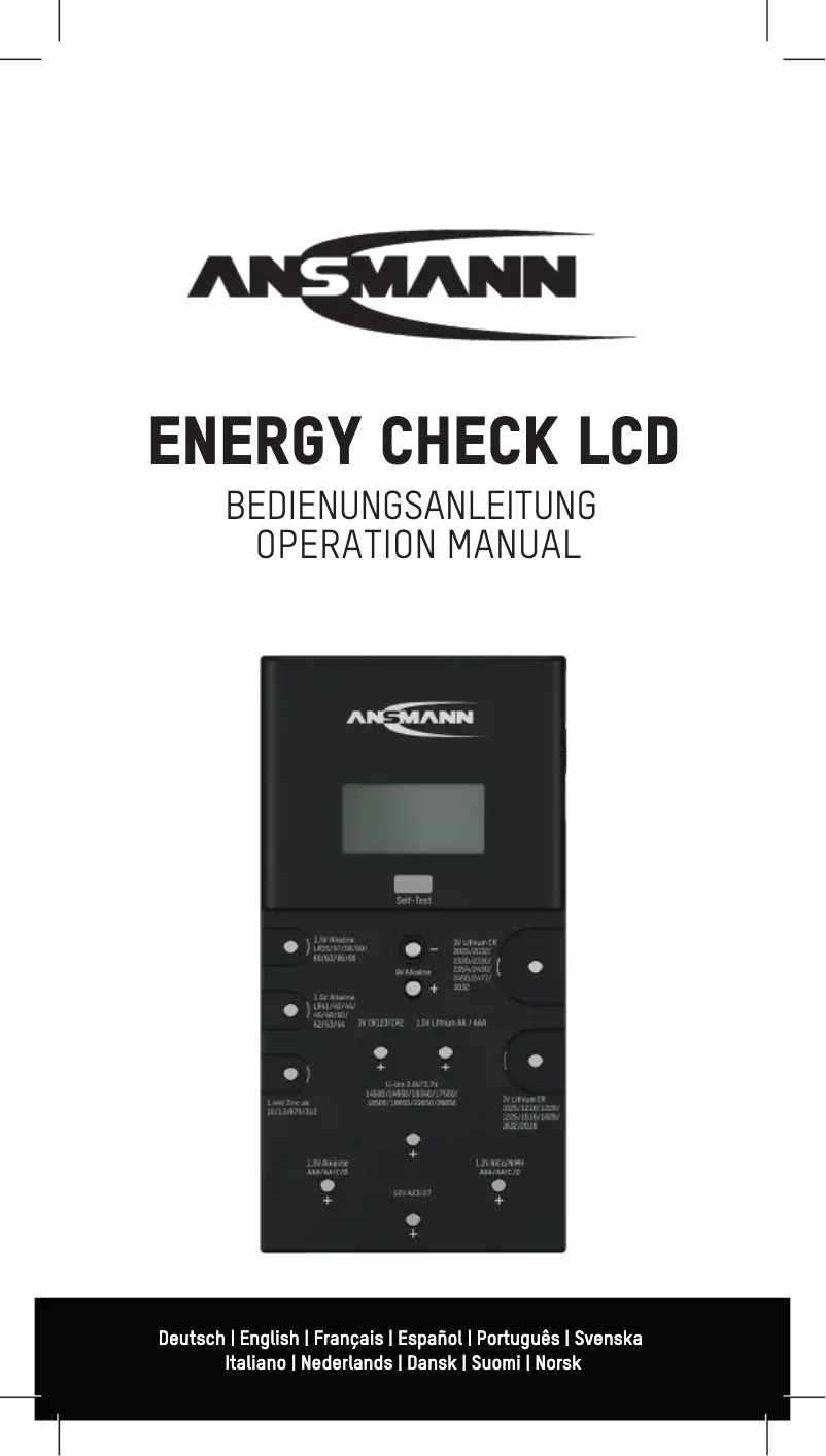 Page 1 de la notice Manuel utilisateur Ansmann Energy Check LCD