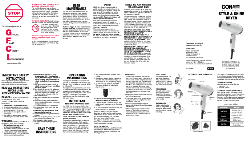 Image de la première page du manuel de l'appareil 425RN