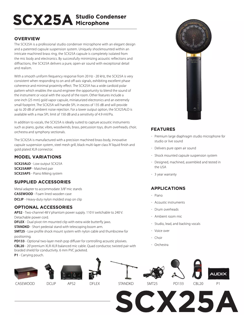 Page 1 de la notice Manuel utilisateur Audix SCX25A