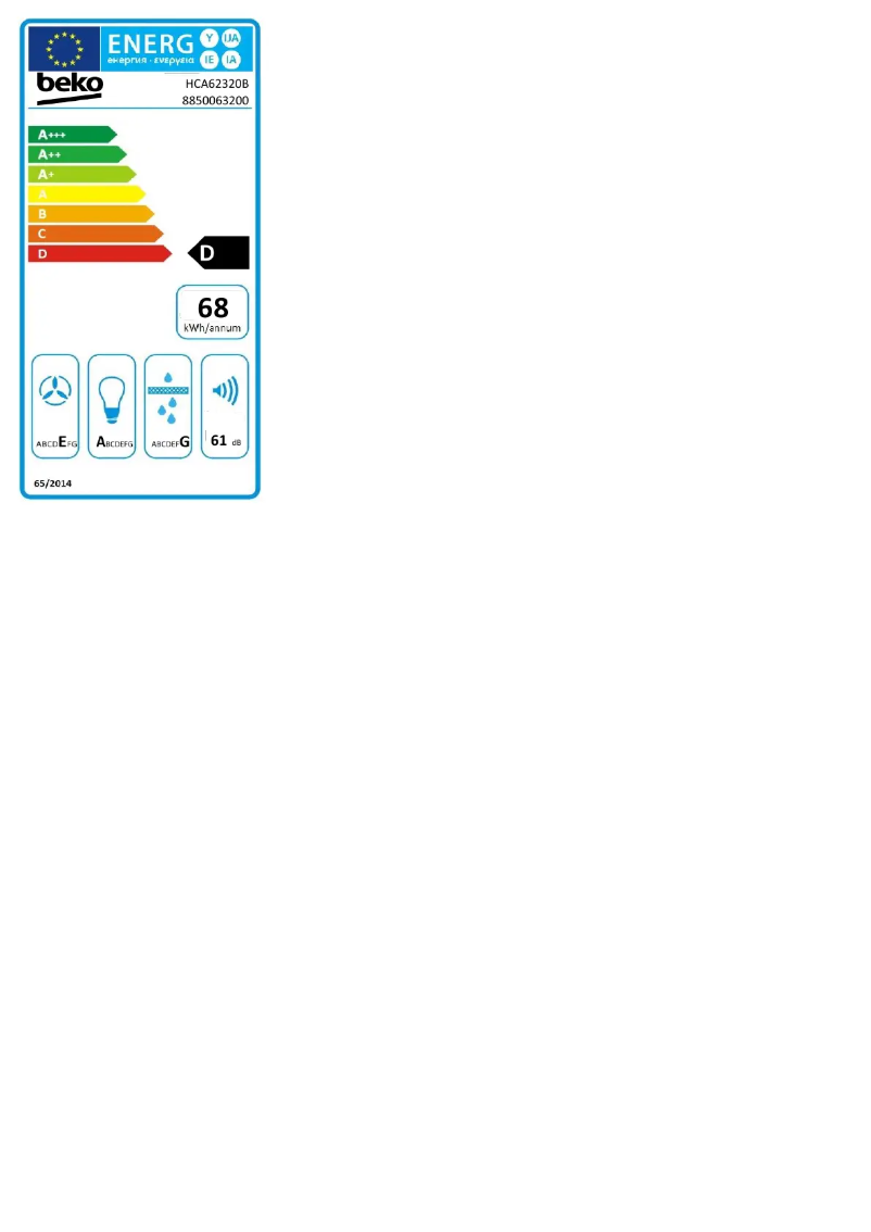 Page 1 de la notice Label énergétique Beko HCA62320B