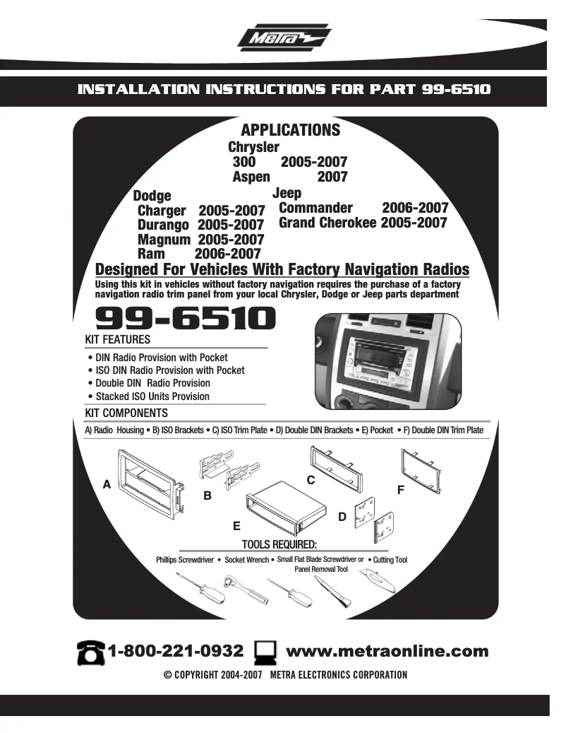 Page n°1 - Guide d'installation Metra 99-6510