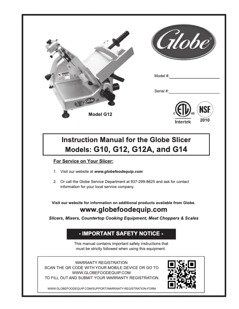 Page n°1 - Manuel utilisateur Globe G12A