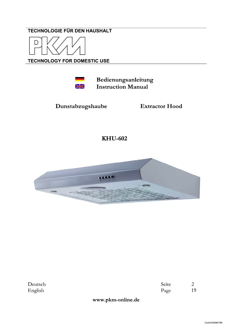 Page 1 de la notice Manuel utilisateur PKM KHU-602