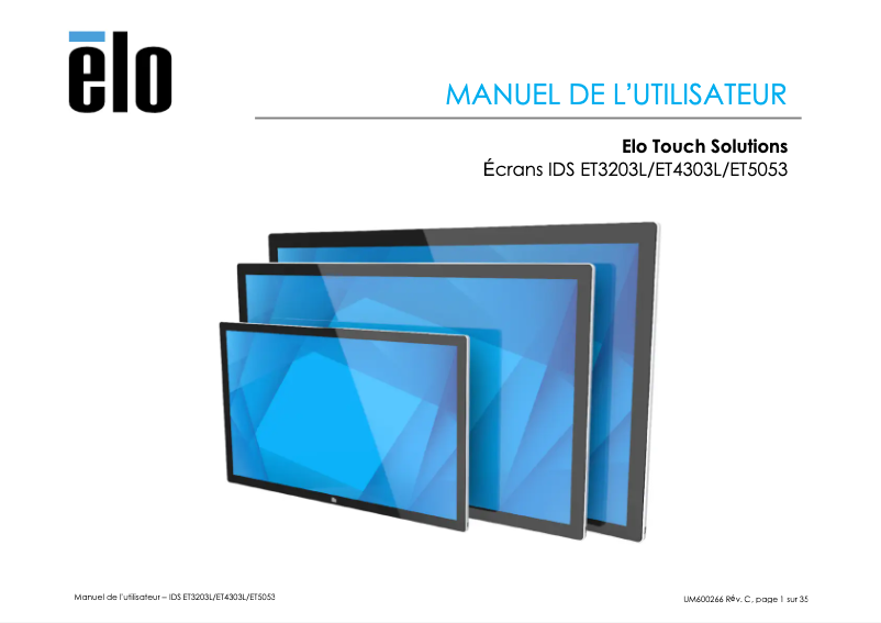 Page 1 de la notice Manuel utilisateur Elo 4303L