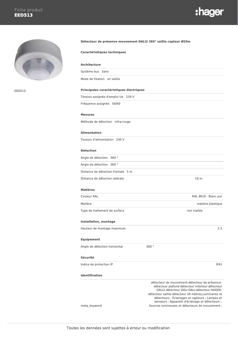 Image de la première page du manuel de l'appareil EED513