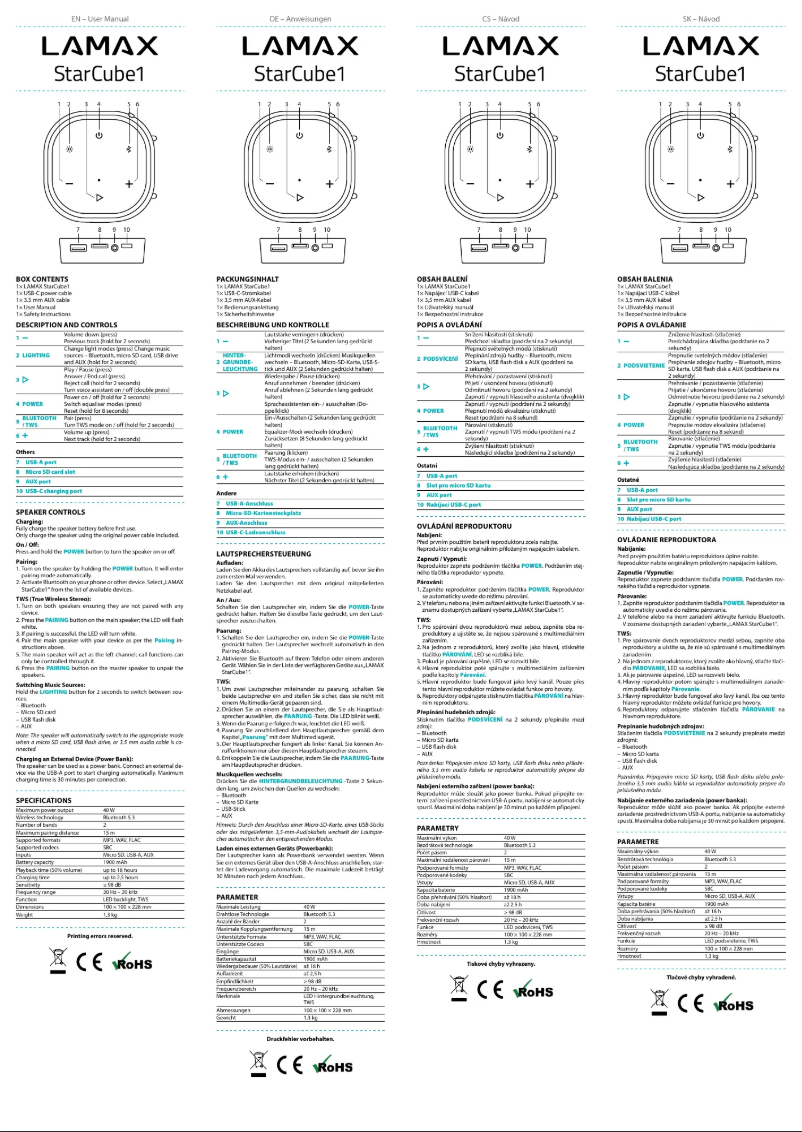 Image de la première page du manuel de l'appareil StarCube1