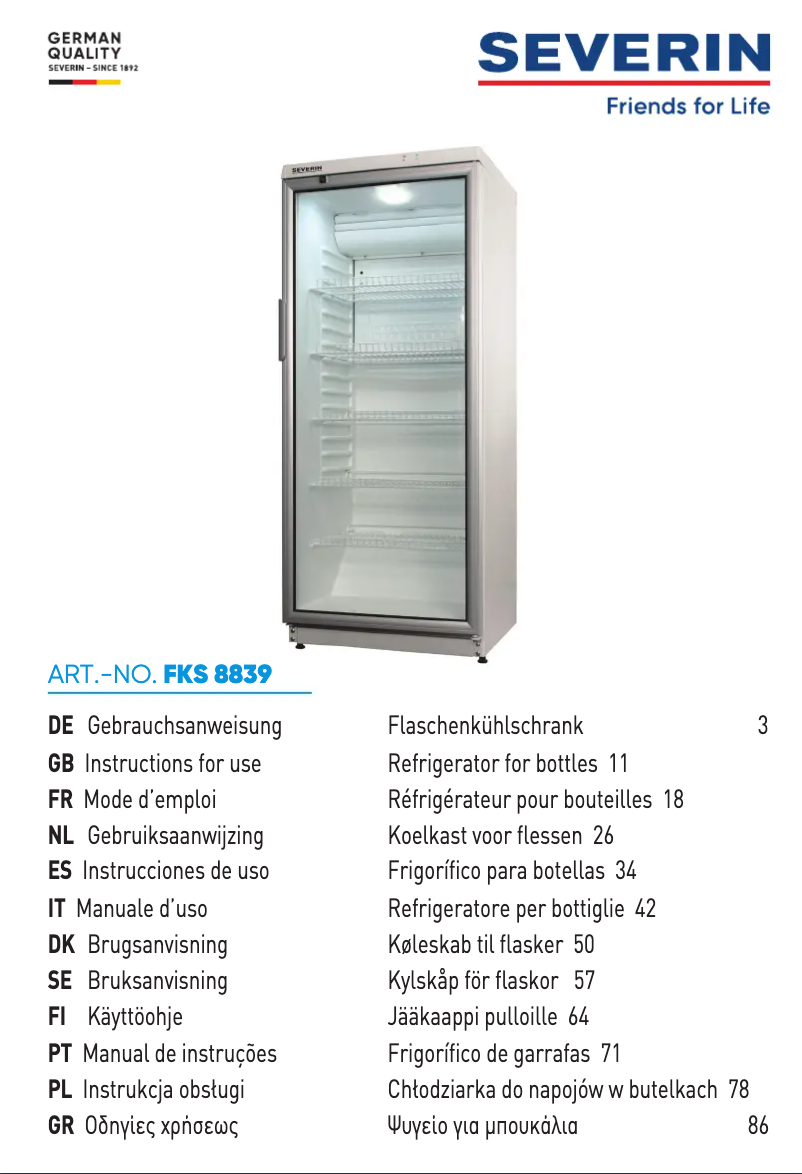 Page n°1 - Manuel utilisateur Severin FKS 8839