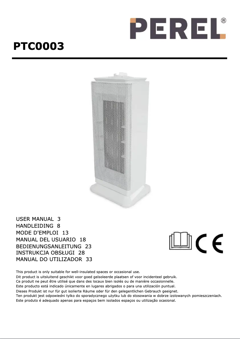 Page 1 de la notice Manuel utilisateur Perel PTC0003