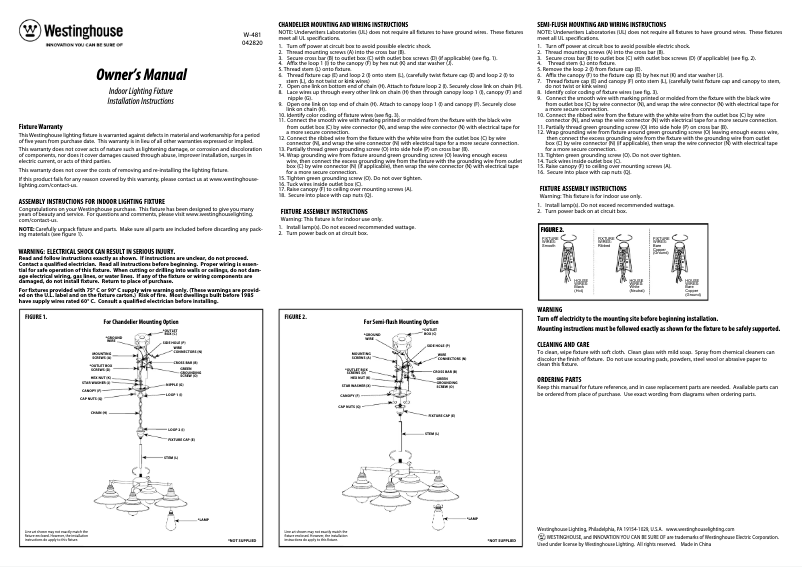 Page 1 de la notice Manuel utilisateur Westinghouse Iron Hill 6129200