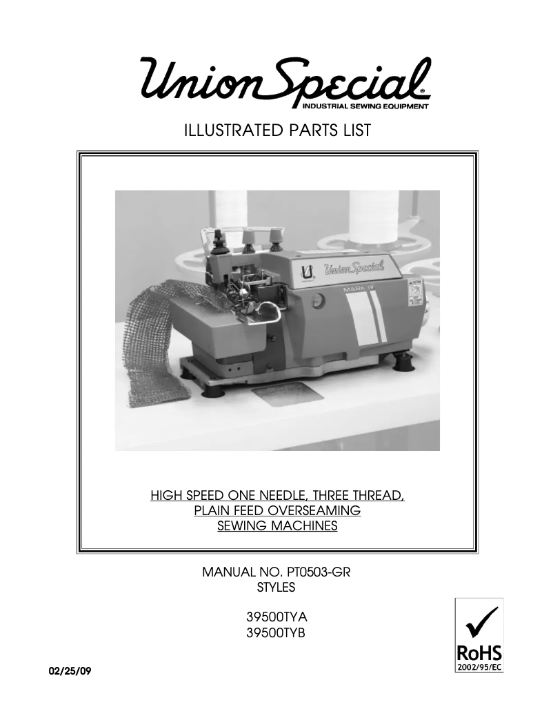 Page n°1 - Manuel utilisateur Union Special 39500TYB