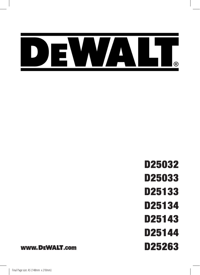 Page n°1 - Manuel utilisateur DeWalt D25144