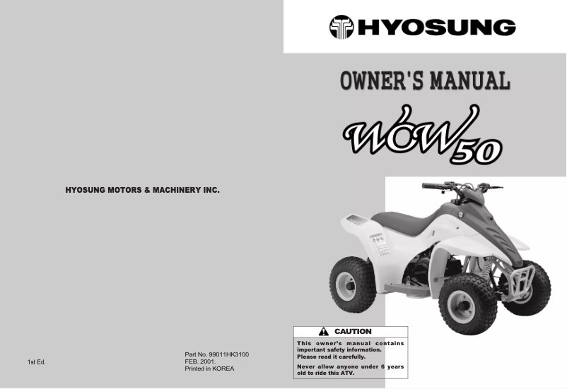 Page n°1 - Manuel utilisateur Hyosung TE50